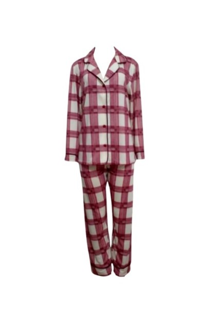 Pijama Americano Feminino Longo Xadrez Bordô - HARM Pijamas