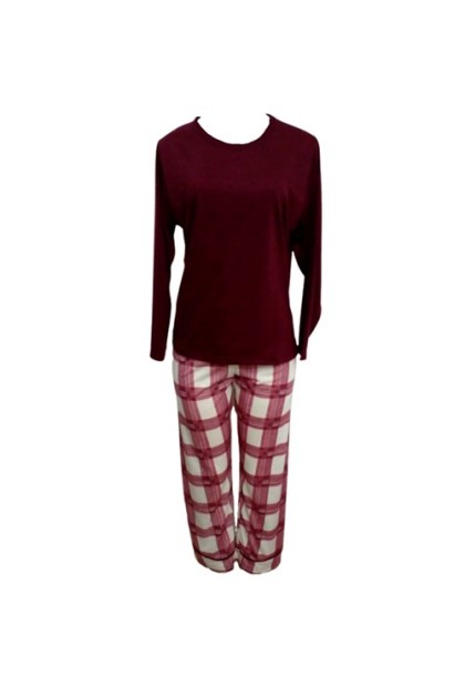 Pijama Feminino Longo Fechado Bordô - HARM Pijamas