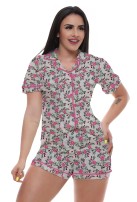 Pijama Feminino Americano Curto Flores - HARM Pijamas