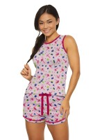 Regata Estrelas - Pijama Feminino Manga Curta e Short Flamingos