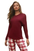 Pijama Feminino Longo Fechado Bordô - Atacado HARM Pijamas