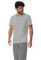 Pijama Masculino Manga Curta Mescla e Calça Longa Mescla -