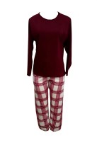 Pijama Feminino Longo Fechado Bordô - Atacado HARM Pijamas